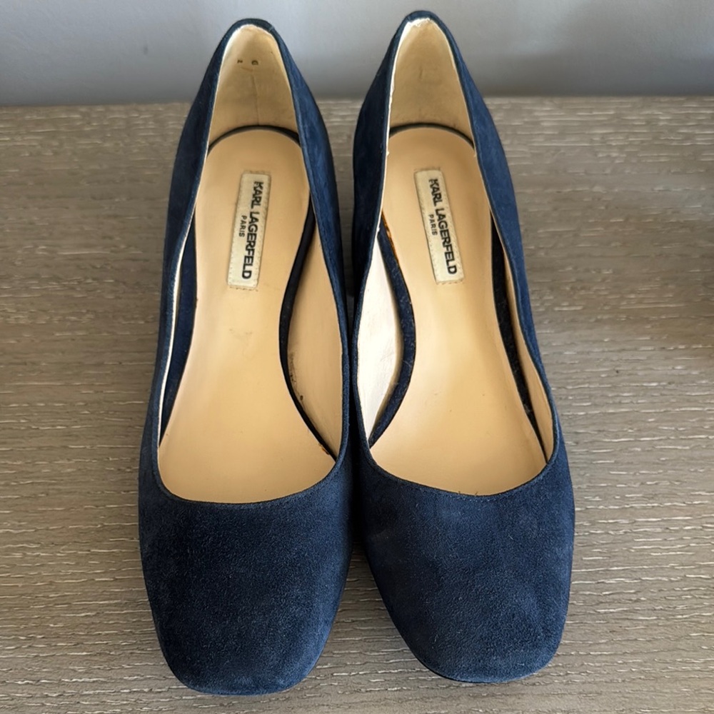 Karl Lagerfeld Blue Suede Heels